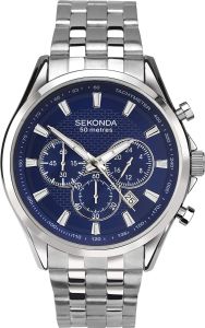 Sekonda Mens Chronograph Watch with Blue Dial and Stainless Steel Strap 1393