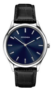 Sekonda Mens Watch with Blue Dial and Black Leather Strap 1518