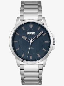 Hugo Mens Watch with Blue Dial and Silver Strap 1530186