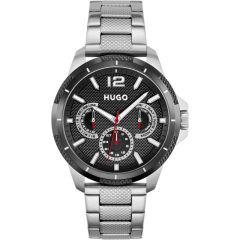 Hugo Mens Watch with Black Dial and Silver Bracelet 1530195