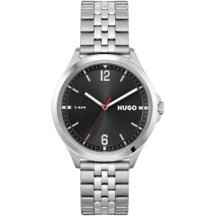 HUGO Mens Watch with Black Dial and Silver Bracelet 1530216