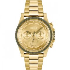Hugo #Brave Mens Watch with Gold Dial and Gold Bracelet 1530349