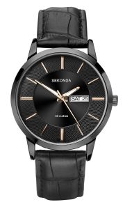 Sekonda Mens Watch with Black Dial and Black Leather Strap 1577