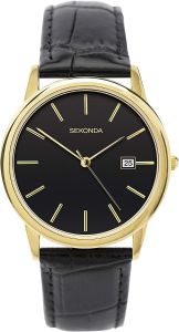 Sekonda Men's Watch with Black Dial and Black Leather Strap 1719