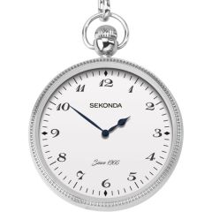 Sekonda Mens Silver Pocket Watch with White Dial 1792
