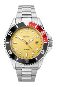 Sekonda Mens Sports Watch with Yellow Dial and Silver Bracelet 1799