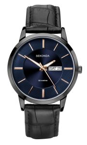 Sekonda Mens Watch with Blue Dial and Black Leather Strap 1813