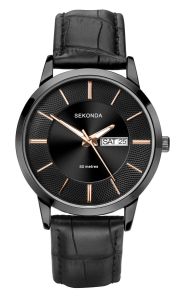 Sekonda Mens Watch with Dark Grey Dial and Black Leather Strap 1814