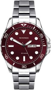 Sekonda Mens Watch with Red Dial and Silver Bracelet 1908