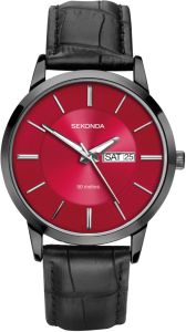 Sekonda Mens Watch with Red Dial and Black Leather Strap 1920