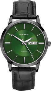 Sekonda Mens Watch with Green Dial and Black Leather Strap 1921