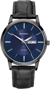 Sekonda Mens Watch with Blue Dial and Black Leather Strap 1922