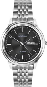 Sekonda Mens Watch with Black Dial and Stainless Steel Bracelet 1928