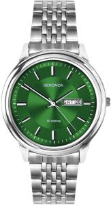 Sekonda Mens Watch with Green Dial and Stainless Steel Bracelet 1929