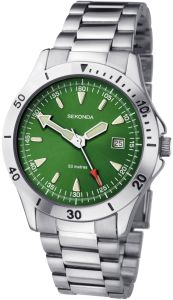 Sekonda Gents Watch with Green Dial and Silver Stainless Steel Bracelet 1931