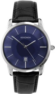 Sekonda Men's Watch with Blue Dial and Black Leather Strap 1932