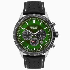 Sekonda Mens Chronograph Watch with Green Dial and Black Strap 1937