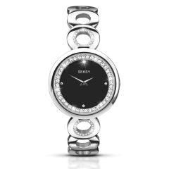 Sesky By Sekonda Ladies Watch with Black Dial and Silver Bracelet 2077