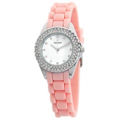 Sekonda Partytime Ladies Watch with White Dial and Pink Silicone Strap 2509