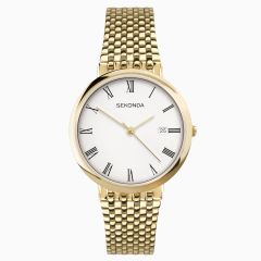 Sekonda Men's Classic Watch with White Dial and Gold Bracelet 3683
