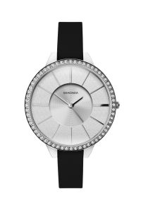 Sekonda Ladies Editions Watch with Silver Glitter Dial and Dark Green Strap 40008
