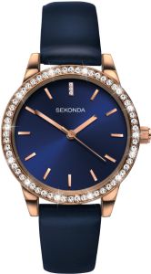 Sekonda Editions Ladies Watch with Rose Gold Case and Blue Strap 40328