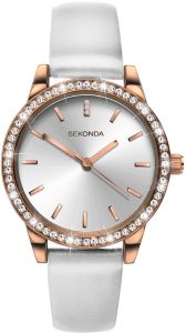 Sekonda Editions Ladies Watch with Rose Gold Case and White Strap 40330