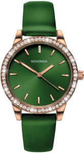 Sekonda Editions Ladies Watch with Rose Gold Case and Green Strap 40334