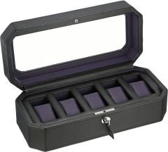Wolf Designs Windsor 5 Compartment Leather Watch Storage Case 458303