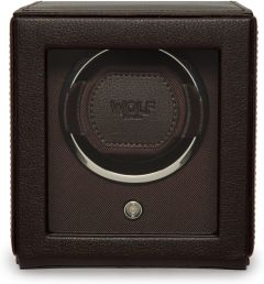 WOLF Cub Brown Vegan Leather Automatic Watch Winder for 1 Watch with Glass Cover 461106