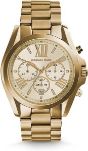 Michael Kors Ladies Bradshaw Watch with Gold Dial and Gold Plated Bracelet MK5605