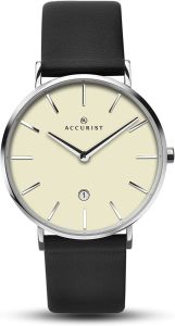 Accurist Classic Mens Watch with Cream Dial and Black Leather Strap 7144