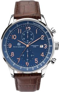 Accurist Mens Watch with Blue Dial and Brown Leather Strap 7196