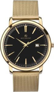 Accurist Classic Mens Watch with Black Dial and Gold Milanese Strap 7210
