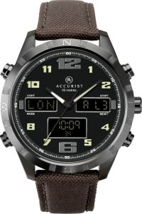 Accurist Mens Analogue and Digital Quartz World Time Watch with Canvas Strap 7232