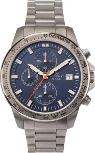 Mens Accurist Titanium Chronograph Watch with Blue Dial and Silver Strap 7244