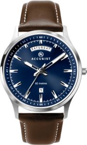 Accurist Mens Watch with Blue Dial and Brown Leather Strap 7262