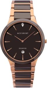 Accurist Mens Watch with Black Dial and Two Tone Bracelet 7343 
