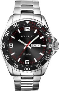 Accurist Classic Mens Watch with Black Dial and Silver Bracelet 7352