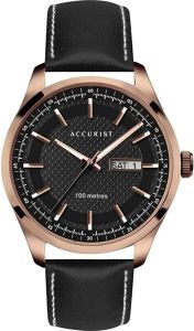 Accurist Men's Sports Watch with Black Dial and Black Leather Strap 7361 