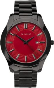 Accurist Mens Watch with Red Dial and Black Bracelet 7400