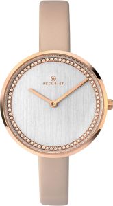 Accurist Ladies Analogue Quartz Watch With Silver Dial And Nude Leather Strap 8231