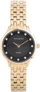 Accurist Ladies Watch with Black Dial and Gold Bracelet 8345