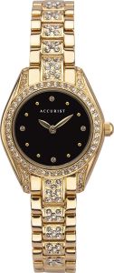 Accurist Classic Ladies Watch with Black Dial and Gold Bracelet 8350