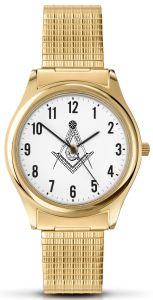 Sekonda Men's Masonic Watch with White Dial and Gold Expanding Strap 90098