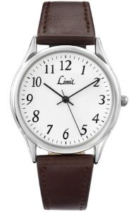 Limit Easy Reader White Dial Brown Leather Strap Gents Watch 5447 
