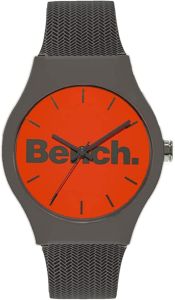 Bench Mens Watch with Orange Dial and Grey Silicone Strap BEG006BO