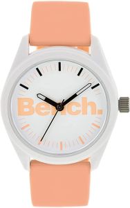Bench Ladies Watch with White Dial and Peach Silicone Strap BEL003P