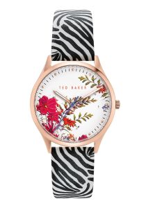Ted Baker Belgravia Ladies Watch with White Dial and Black and White Leather Strap BKPBGS011