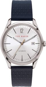 Ted Baker Mens Daquir Automatic Watch with Silver Dial and Black Leather Strap BKPDQF903
